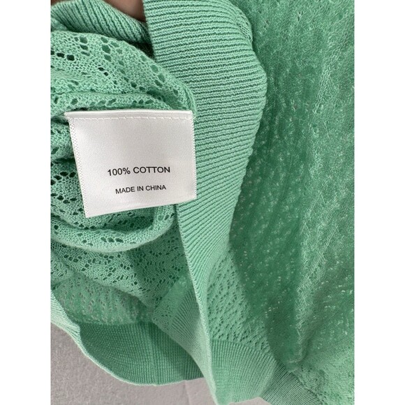 I LOVE MR. MITTENS XS/S Sweater Cotton Lace Crochet Polo Mint Green NWT - Picture 6 of 7